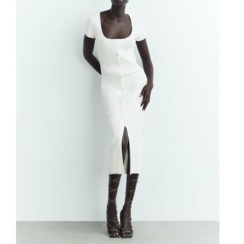 NWOT - Zara ribbed white dress size L